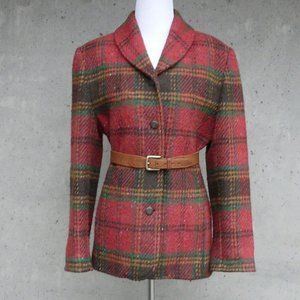 NEW MAN / NEWMAN wool plaid blazer, 36F, medium, made in France